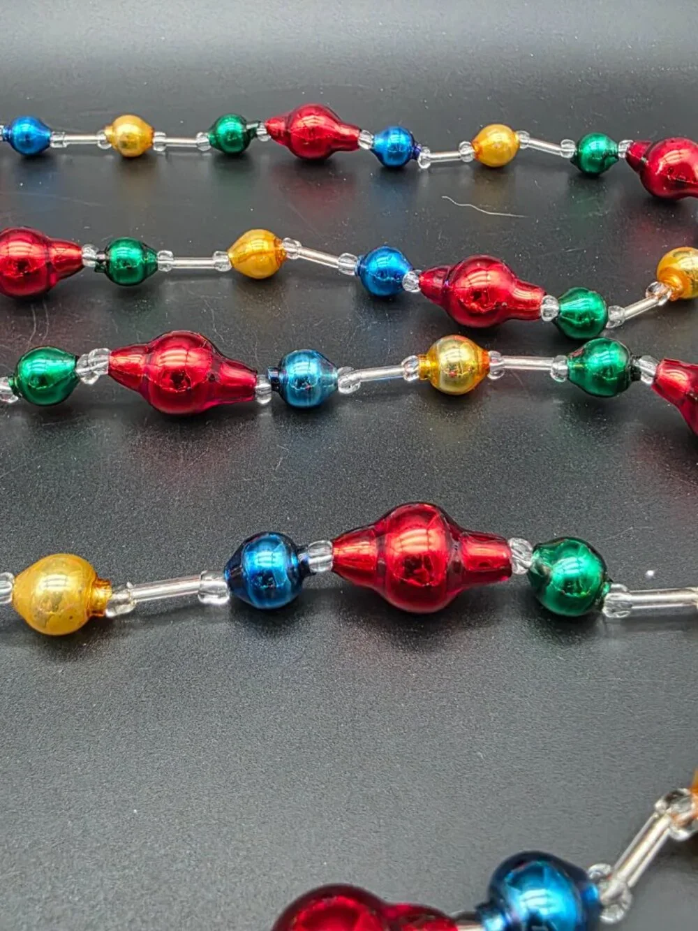 87 inches 100% ANTIQUE Vintage MERCURY Glass Bead Christmas Garland Big Beads